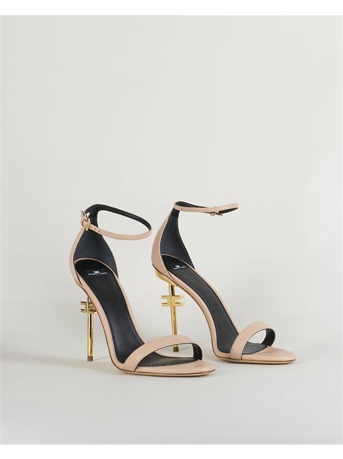 Leather sandals with logo heel Elisabetta Franchi ELISABETTA FRANCHI | Sandals | SA23B41E2181